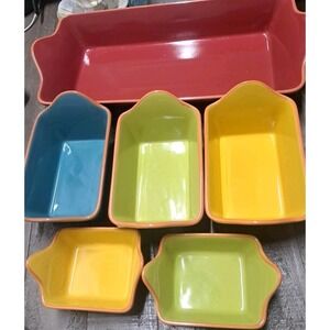 Costa Del Sol Colorful Bakeware Set 6pc Ceramic Baking Dishes Oven Safe